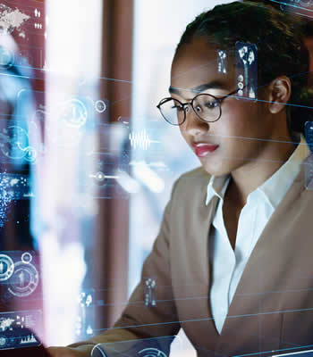 Women viewing virtual monitors